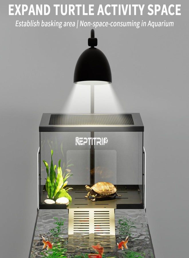 منصة وحوض لتشمس السلاحف - منحدر من الفولاذ المقاوم للصدأ، سطح مانع للانزلاق - يناسب أحواض السمك بعرض 10-13 بوصة - Image 4